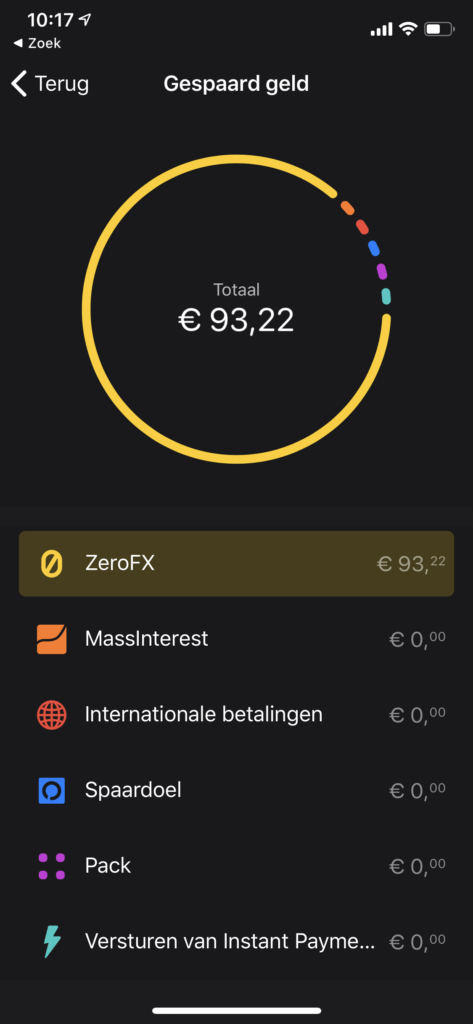 Bespaard geld dankzij de ZeroFX functie in de Bunq app na betaling met de Bunq Travel Card.