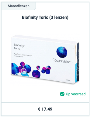 Prijs Biofinity Toric lenzen bij rechtstreeks bezoek Alensa online winkel op 7/6/2020